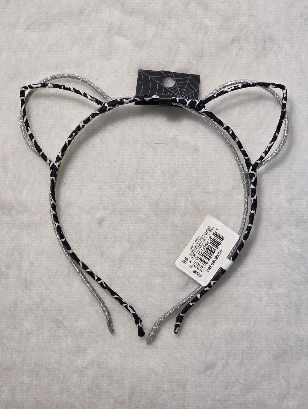 Halloween Two Headbands Black Cat Silver Bear Kids or Adults